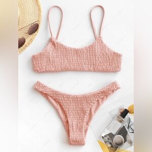 Smocked bikini set, Pink, M/6